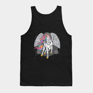 unicorn horse full colour with wings fly space moon Tank Top